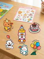 Hoja de Pegatinas Personalizadas con Corte Kiss Cut, Lindos Dibujos Animados de Animales, Vinilo Impermeable, Decoración para Fiestas de Cumpleaños Infantiles, Pegatinas Adhesivas