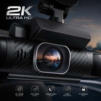 Caméra de tableau de bord 2K à double objectif, 4 caméras DVR WiFi, écran IPS 3 pouces, Type-C, 128 Go, capteur G, vision nocturne, moniteur de stationnement