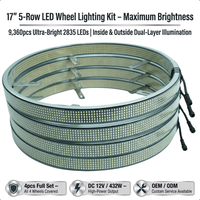 Lampu Roda Kingshowstar 10 Baris Putih Bersih Gel 17" Lampu LED Roda Truk Sistem Pencahayaan Atmosfer Otomatis