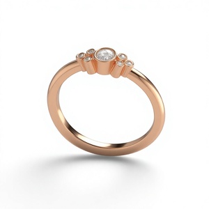 แหวนเพชรทรงกลมเจียระไนแบบบริลเลียนท์เคลือบทอง 18K 14K ฝังขอบแบบ Bezel สำหรับผู้หญิง เหมาะสำหรับเป็นแหวนหมั้น แหวนสัญญา และเครื่องประดับเจ้าสาว - Product Image 1