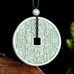 Amuleto Taoísta de Jadeíta Natural Shangui, Colgante de Jade Verde Tipo Moneda, Estilo Chino, UNISEX, Regalo con Certificado de Tasación HJ82 - Product Image 1