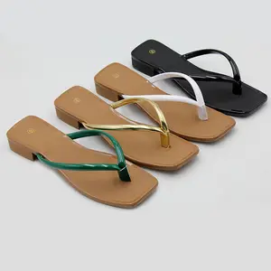 Bayanlar topuklu katır düşük kare kalın yüksek topuklu Pu deri açık Peep Toe kadın sandalet mix renkler üreticileri - Product Image 1