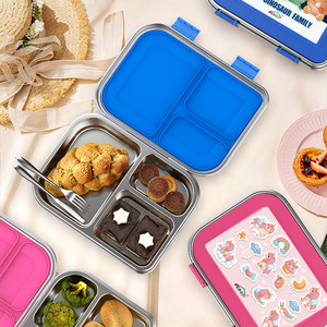 Boîte à lunch en acier inoxydable, 3 compartiments, capacité de 6 L, préservation de la fraîcheur, réutilisable pour une utilisation en extérieur - Product Image 1