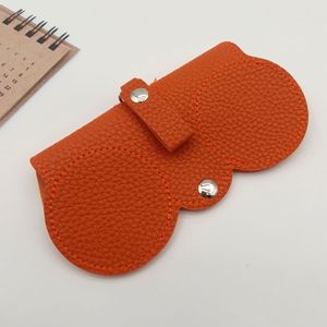 Manufacturer Custom logo Simple Fashion Storage <strong>Sunglasses</strong> Case Portable Retro Handmade PU Leather Glasses <strong>Bag</strong> <strong>with</strong> Strap Chain - Product Image 6