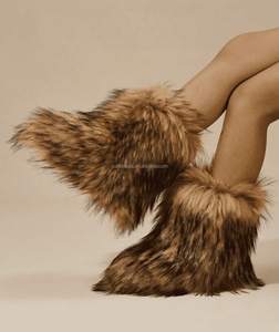 Bottes d'hiver en cuir chaud surdimensionnées moelleuses de luxe unisexe Bottes de motard en fourrure de <span class=keywords><strong>ski</strong></span> Bottes de motard en fourrure marron Bottes en fausse fourrure - Product Image 6