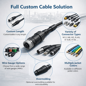 防水円形コネクタケーブルアセンブリ |   IP67/IP68 工業用ワイヤーハーネス |   カスタム長さ＆ピン構成 - Product Image 6