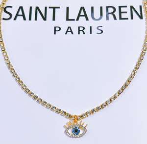 Nuova personalità retrò semplici occhi di demone corto con strass artiglio catena girocollo catena clavicola catena collari femminili - Product Image 2