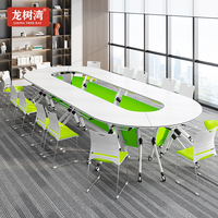 Table de conférence moderne modulaire à plateau rabattable, avec roulettes, en métal, pour la formation, idéale pour les réunions au bureau ou à l'école
