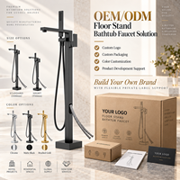 Robinet de baignoire sur pied en acier inoxydable avec cartouche en céramique, pour hôtels et villas, vente en gros