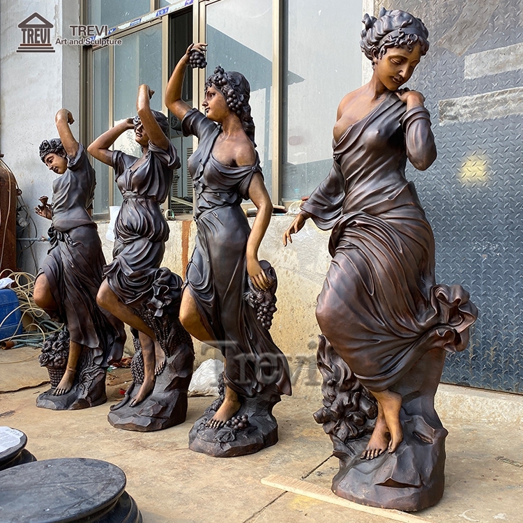 Metal Craft Life Size Goddesses Statue Brass Bronze Four Seasons