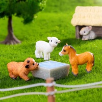 Miniature en résine d'animaux de ferme (agneau, poney, yack, lapin) pour terrarium de mousse, table de sable rurale et décoration de micro-paysage