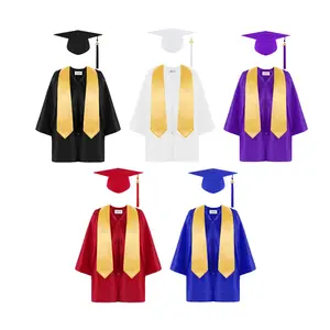 Parlak çocuk önlük ve kapaklar çocuklar üniforma mezuniyet elbisesi okul öncesi en ucuz çocuk mezuniyet kap ve elbisesi özel