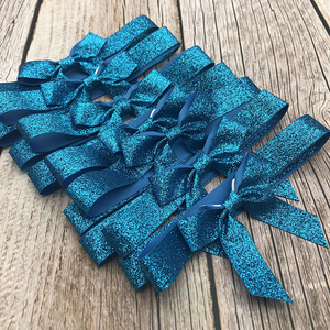 <span class=keywords><strong>Ruban</strong></span> en satin pailleté en gros, nœuds en forme de nœud papillon, couleurs <span class=keywords><strong>rouge</strong></span> et bleu, pour emballage cadeau, décoration de fête, fournitures artisanales - Product Image 3