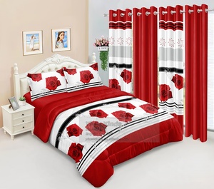 Nhà Máy 8Pcs Vua Kích Thước Comforter Bộ Bộ Đồ Giường Với Được Trang Bị Tấm Sang Trọng Bông Duvet Bộ Đồ Giường Đặt Với Rèm Cửa - Product Image 6