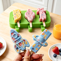 Moule à glaces en silicone écologique avec couvercle en forme de fusée, 50 bâtonnets en bois, sans BPA, outils pour glaces maison et moule à bâtonnets glacés