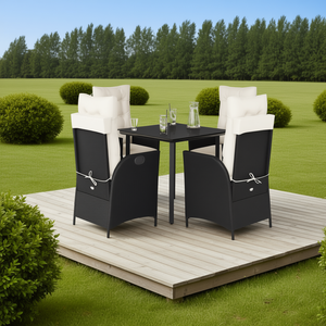 Set da Pranzo da Giardino in Rattan PE Nero per 4 Persone, Resistente alle Intemperie, Arredamento da Esterno di Stile Elegante - Product Image 2