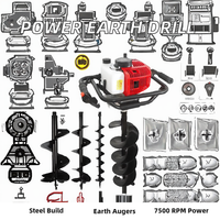 Tarière thermique 52CC pour le forage de trous d'implantation d'arbres, machine de terrassement pour usage agricole, tarière pour applications en jardin et ranch