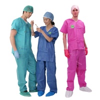 Trajes quirúrgicos desechables unisex con cuello en V, uniformes de hospital OEM ODM, ropa de trabajo para médicos, enfermeras, conjuntos de Bata SMS
