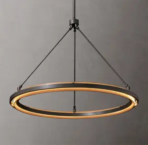 American Design Pendant Lighting Modern Round Iron Led Living Room Restoration Chandeliers
