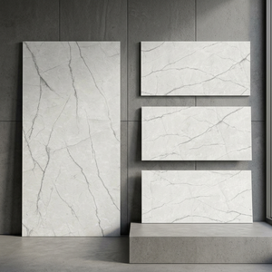 Carreaux de porcelaine Alfredo Light Natural Wood Dark Marble Look 600x1200mm, aspect marbre foncé, brillant, pour sol et mur - Product Image 4