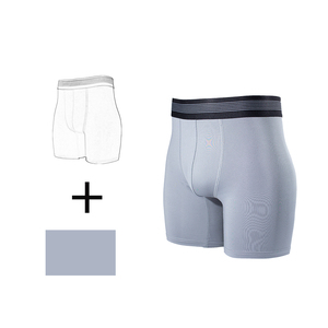 กางเกงบ็อกเซอร์เอวสูงปานกลางยืดหยุ่นสำหรับผู้ชายชุดชั้นในกีฬาระบายอากาศใส่สบายพร้อมโลโก้ขนาดเอวผ้าถัก2XL - Product Image 1