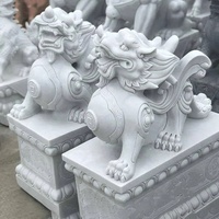 Statue en marbre blanc sculptée à la main pour l'entrée de la maison, taille réelle, Pixiu Dragon chinois Fengshui, application de jardin, statue en pierre