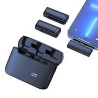 Aomago WM130 Microphone Lavalier rechargeable avec boîtier de charge et indicateur LED pour le Vlogging et l'enregistrement vidéo 1 Drag 2