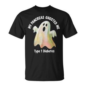 Camiseta divertida de Halloween con la frase "Mi páncreas me ha estado siguiendo" para la diabetes tipo 1 - Product Image 1