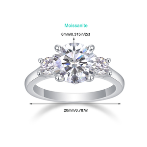 NATUNA Bijoux personnalisés en <span class=keywords><strong>pierre</strong></span> <span class=keywords><strong>de</strong></span> <span class=keywords><strong>lune</strong></span> en argent sterling 925 2ct D Color VVS1 Bagues <span class=keywords><strong>de</strong></span> fiançailles en moissanite - Product Image 2