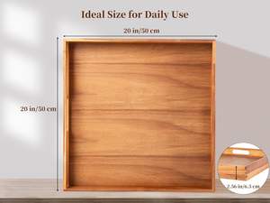 木材長方形サービングトレイハンドル付きホテルレストラン - Product Image 2