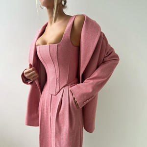 Setelan Wanita <span class=keywords><strong>3</strong></span> Potong: Blazer Lengan Panjang Elegan, Atasan Fishbone, Celana Panjang Lebar Pinggang Tinggi, Kasual Polos - Product Image 3