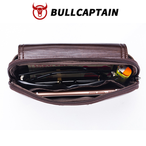 BULLCAPTAIN Sac banane en cuir véritable antivol avec motif logo pour homme, sacoche de taille avec poche pour téléphone portable, sacs bandoulière pour homme - Product Image 3