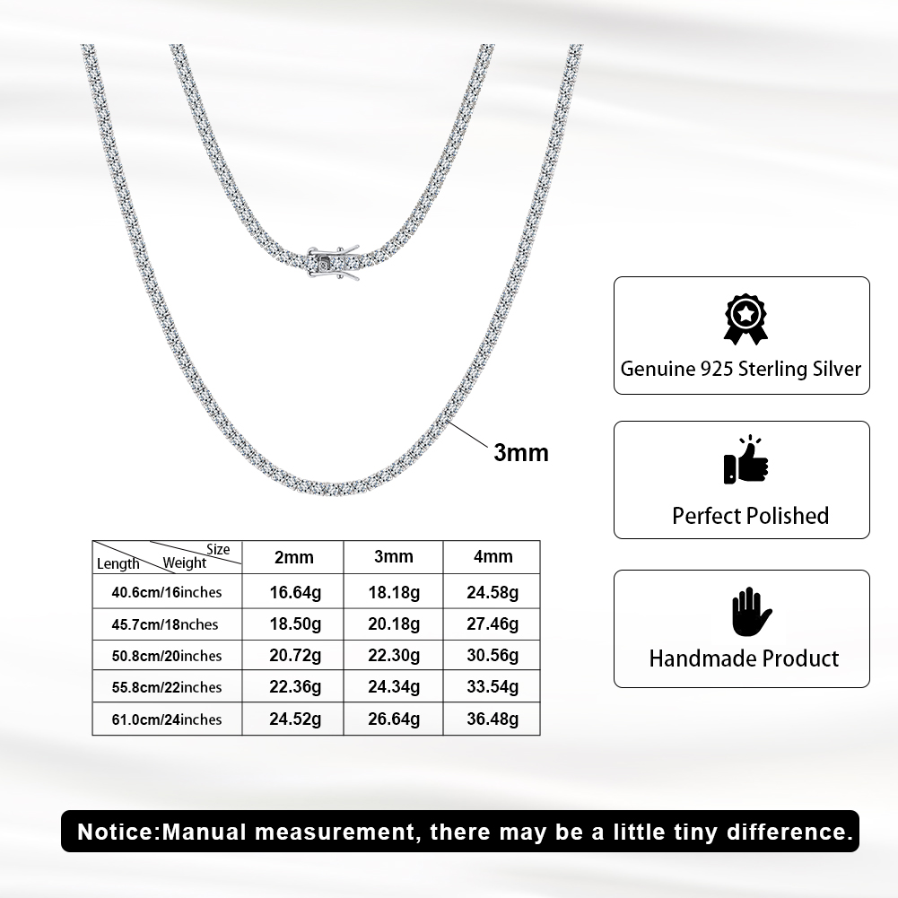 moissanite tennis chain 925 sterling silver