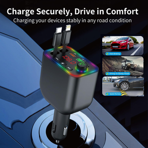 Meilleures ventes d'<span class=keywords><strong>Amazon</strong></span>, chargeur de <span class=keywords><strong>voiture</strong></span> sans fil 120W avec écran numérique, super charge rapide, transmetteur FM USB 5.3, téléphones mobiles - Product Image 3