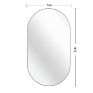 Silver 20 X 33 Inch Metal Oval Wall Mirror With Frosted Glass <b>Sconces</b> - Product Image 4