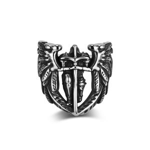 Mountain And Sea Saint Michael Archangel <b>Ring</b> Men's <b>Titanium</b> Steel Wing Design Index Finger <b>Ring</b> Everyday Wear - Product Image 1