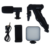 Kit de vlogging AY49, trépied pour selfie avec microphone et lumière LED pour la prise de vue vidéo sur téléphone, diffusion en direct, TikTok, enregistrement YouTube