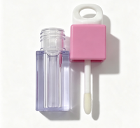 Envases al por mayor para aceite labial cuadrado, tubos de brillo labial con etiqueta personalizada y tapa de rosca con brocha