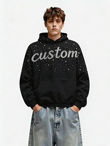 Felpa con Cappuccio Unisex Personalizzata 100% Cotone, Nuovo Design con Stampa a Caldo e Strass per Uomo, Autunno Inverno - Product Image 2