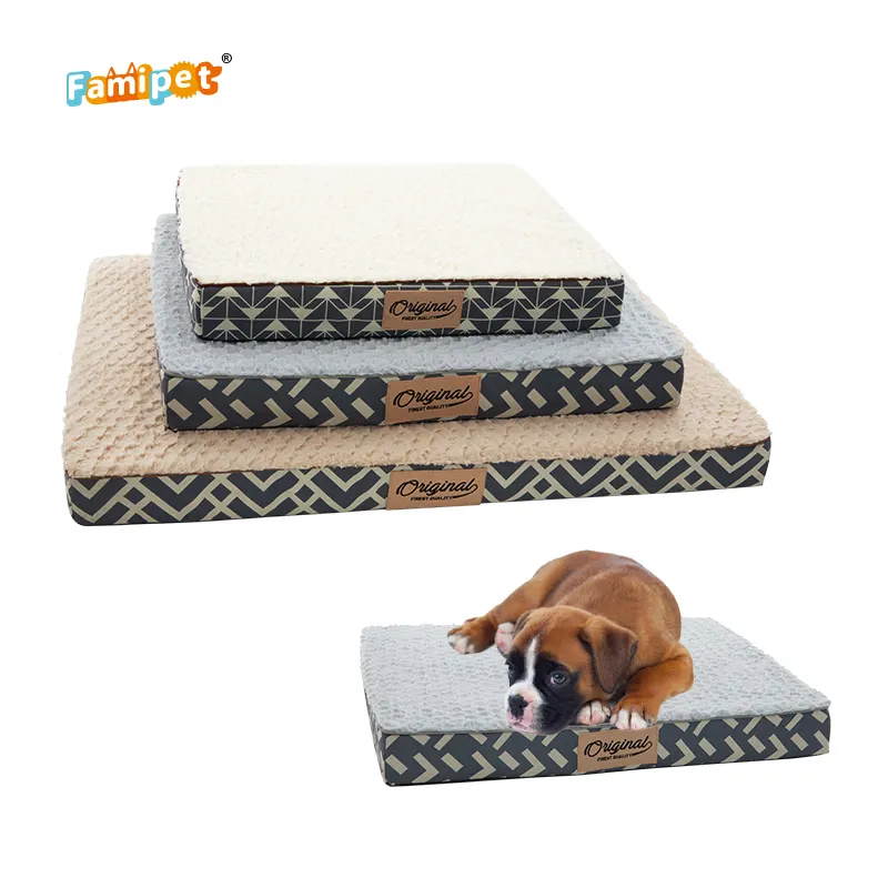 Famipet Custom Comfortable Rectangle Memory Foam Pet Puppy Dog Crate Bed Mattress Orthopedic Dog Bed