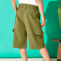 Pantalon Cargo Enfant Kaki Taille Élastique Respirant Décontracté Longueur Cheville Polyester Spandex Léger Été - Grande Vente