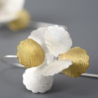 Neues Design Handgemachte lange hängende neue große Blume baumeln Ohrringe Sterling Silber 18 Karat Gold feiner Schmuck für Frauen