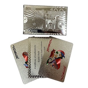 Good quality cheap poker 100 Euro waterproof silver foil playing cards plastic cards playing