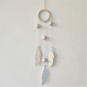 INS Style scandinave <span class=keywords><strong>attrape</strong></span>-rêves feuilles pièces en bois rideaux suspendus chambre d'enfants décoration murale ornements suspendus - Product Image 2