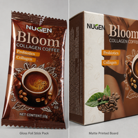 Mélange de café instantané au collagène en sachets de 10g, boîte de 100g, vente en gros, OEM, ODM, fournisseur de marques privées