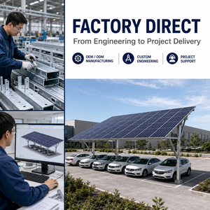 Custom OEM ODM Manufacturer CE Certified Steel PV Parking Canopy for Commercial <b>Solar</b> Carport Mounting System - Product Image 2