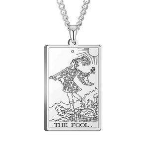 Collar de Acero Inoxidable Inspirado en el <span class=keywords><strong>Tarot</strong></span>, Popular en Europa y América, para Hombre, Estilo Hip-Hop Retro, con Colgante Cuadrado, Collar para Suéter - Product Image 3