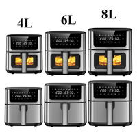 Friteuse à air électrique en acier inoxydable 4L 6L 8L, contrôle numérique, 8 modes prédéfinis, certification ETL GS CE CB RoHS LFGB
