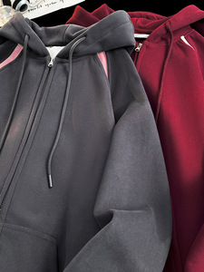 Premium Winter Thick Zipper Hoodies Custom <b>Black</b> Cotton Polyester <b>Fleece</b> <b>Men's</b> Jackets Bulk Wholesale - Product Image 3