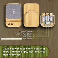 Ensemble de charge sans fil en bambou 6-en-1 60W avec charge rapide 5A et transfert de données, support de téléphone et accessoire informatique